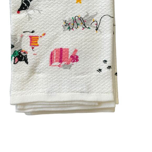 Kate Spade Christmas Dogs & Cats Kitchen Towel Set of 2 Designer Holiday 17x28 - Picture 5 of 12